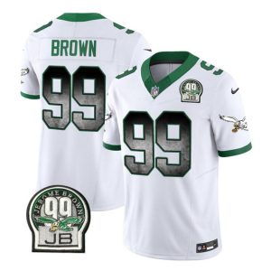 Men Philadelphia Eagles #99 Jerome Brown White 2023 F.U.S.E. Throwback Vapor Untouchable Limited Football Stitched Jersey