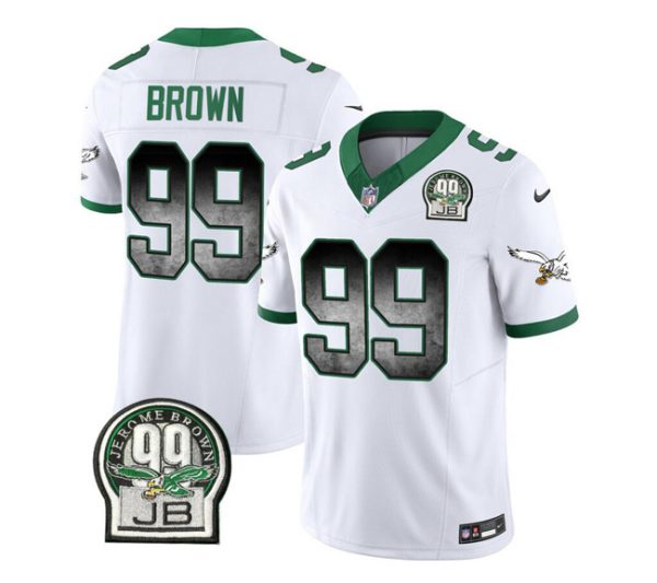 Men Philadelphia Eagles #99 Jerome Brown White 2023 F.U.S.E. Throwback Vapor Untouchable Limited Football Stitched Jersey