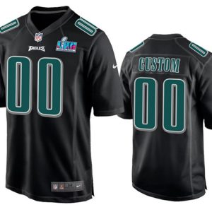 Men Philadelphia Eagles Active Player Custom Black Super Bowl LVII Patch Stitched Game Jersey