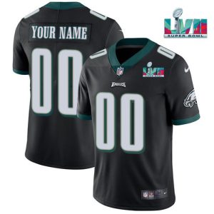 Men Philadelphia Eagles Active Player Custom Black Super Bowl LVII Patch Vapor Untouchable Limited Stitched Jersey