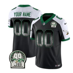 Men Philadelphia Eagles Active Player Custom Black/White 2023 F.U.S.E. Throwback Vapor Untouchable Limited Football Stitched Jersey