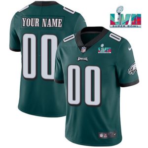 Men Philadelphia Eagles Active Player Custom Green Super Bowl LVII Patch Vapor Untouchable Limited Stitched Jersey