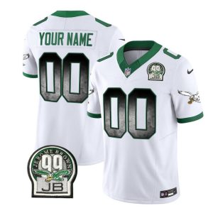 Men Philadelphia Eagles Active Player Custom White 2023 F.U.S.E. Throwback Vapor Untouchable Limited Football Stitched Jersey