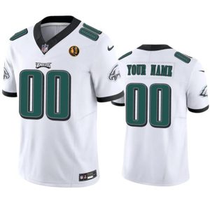 Men Philadelphia Eagles Active Player Custom White 2023 F.U.S.E. With John Madden Patch Vapor Limited Football Stitched Jersey