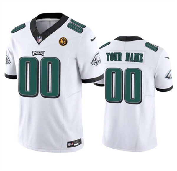 Men Philadelphia Eagles Active Player Custom White 2023 F.U.S.E. With John Madden Patch Vapor Limited Football Stitched Jersey