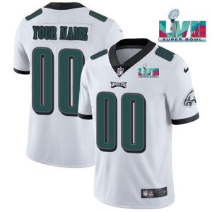 Men Philadelphia Eagles Active Player Custom White Super Bowl LVII Patch Vapor Untouchable Limited Stitched Jersey