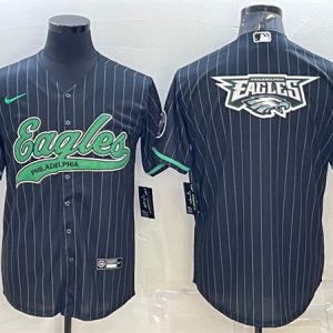 Men Philadelphia Eagles Black Team Big Logo With Patch Cool Base Stitched Baseball Jersey