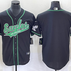 Men Philadelphia Eagles Blank Black Cool Base Stitched Baseball Jersey