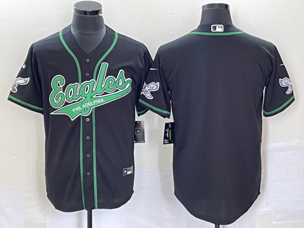 Men Philadelphia Eagles Blank Black Cool Base Stitched Baseball Jersey