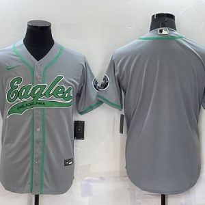 Men Philadelphia Eagles Blank Gray Cool Base Stitched Baseball Jersey