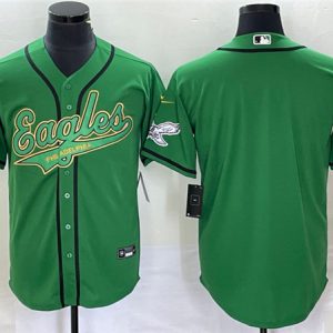 Men Philadelphia Eagles Blank Green Cool Base Stitched Baseball Jersey