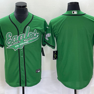 Men Philadelphia Eagles Blank Green Cool Base Stitched Baseball Jersey