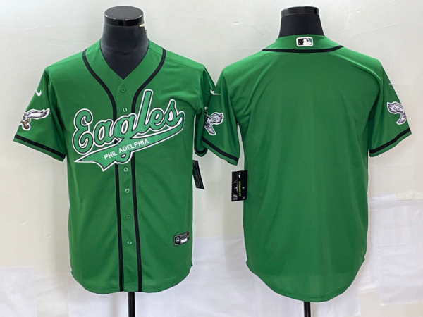 Men Philadelphia Eagles Blank Green Cool Base Stitched Baseball Jersey