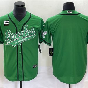 Men Philadelphia Eagles Blank Green With C Patch Cool Base Stitched Baseball Jersey