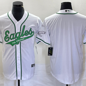 Men Philadelphia Eagles Blank White Cool Base Stitched Baseball Jersey