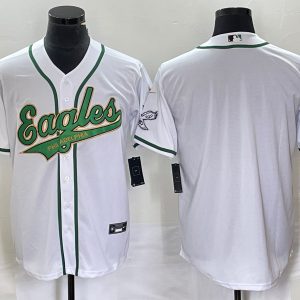 Men Philadelphia Eagles Blank White Gold Cool Base Stitched Baseball Jersey