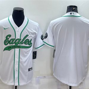 Men Philadelphia Eagles Blank White With Patch Cool Base Stitched Baseball Jersey