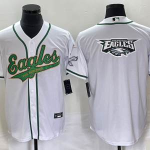 Men Philadelphia Eagles White Gold Team Big Logo Cool Base Stitched Baseball Jersey