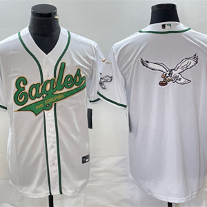 Men Philadelphia Eagles White Gold Team Big Logo Cool Base Stitched Baseball Jersey