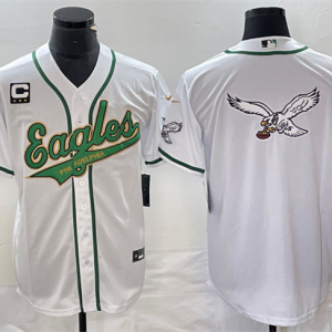 Men Philadelphia Eagles White Gold Team Big Logo With C Patch Cool Base Stitched Baseball Jersey