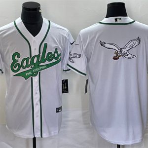 Men Philadelphia Eagles White Team Big Logo Cool Base Stitched Baseball Jersey