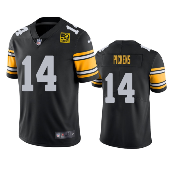 Men Pittsburgh Steelers #14 George Pickens Black 2023 50th Anniversary Vapor Untouchable Limited Jersey