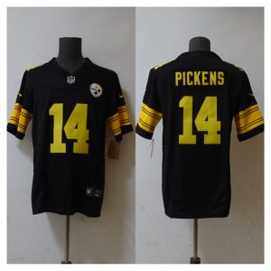 Men Pittsburgh Steelers #14 George Pickens Black 2023 F.U.S.E. Vapor Untouchable Color Rish Limited Jersey