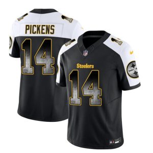 Men Pittsburgh Steelers #14 George Pickens Black/White 2023 F.U.S.E. Smoke Vapor Untouchable Limited Football Stitched Jersey