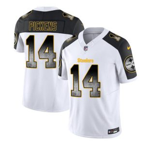 Men Pittsburgh Steelers #14 George Pickens White/Black 2023 F.U.S.E. Smoke Vapor Untouchable Limited Football Stitched Jersey