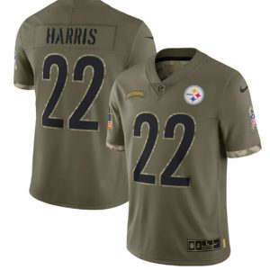 Men Pittsburgh Steelers #22 Najee Harris 2022 Olive Salute To Service Limited Stitched Jersey