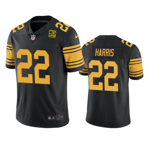 Men Pittsburgh Steelers #22 Najee Harris Black 2023 50th Anniversary Color Rush Limited Jersey