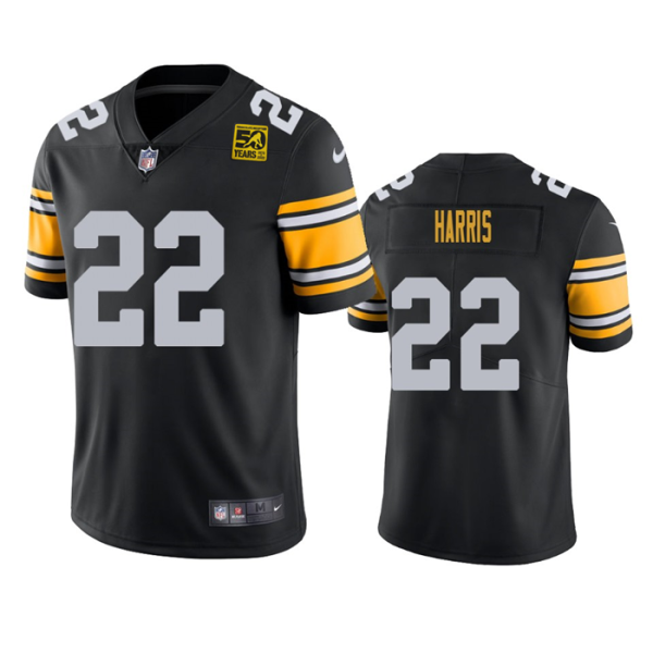 Men Pittsburgh Steelers #22 Najee Harris Black 2023 50th Anniversary Vapor Untouchable Limited Jersey