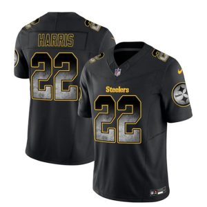 Men Pittsburgh Steelers #22 Najee Harris Black 2023 F.U.S.E. Smoke Vapor Untouchable Limited Football Stitched Jersey