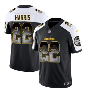 Men Pittsburgh Steelers #22 Najee Harris Black/White 2023 F.U.S.E. Smoke Vapor Untouchable Limited Football Stitched Jersey