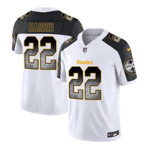 Men Pittsburgh Steelers #22 Najee Harris White/Black 2023 F.U.S.E. Smoke Vapor Untouchable Limited Football Stitched Jersey