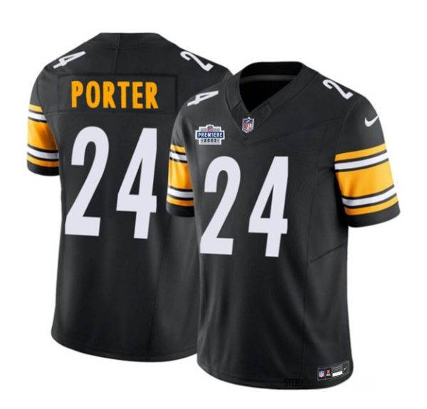 Men Pittsburgh Steelers #24 Joey Porter Jr. Black 2023 F.U.S.E. Prem1ere Patch Vapor Untouchable Limited Football Stitched Jersey