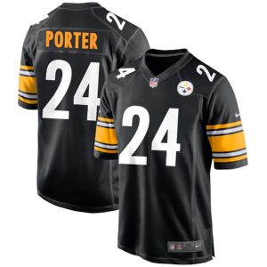 Men Pittsburgh Steelers #24 Joey Porter Jr. Black Stitched Game Jersey