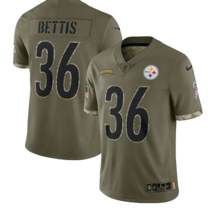 Men Pittsburgh Steelers #36 Jerome Bettis 2022 Olive Salute To Service Limited Stitched Jersey