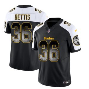 Men Pittsburgh Steelers #36 Jerome Bettis Black/White 2023 F.U.S.E. Smoke Vapor Untouchable Limited Football Stitched Jersey