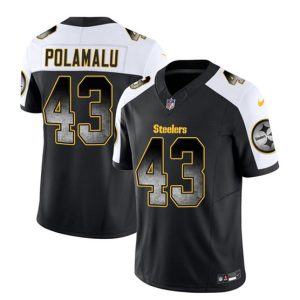 Men Pittsburgh Steelers #43 Troy Polamalu Black/White 2023 F.U.S.E. Smoke Vapor Untouchable Limited Football Stitched Jersey