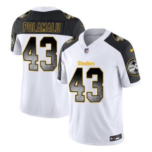 Men Pittsburgh Steelers #43 Troy Polamalu White/Black 2023 F.U.S.E. Smoke Vapor Untouchable Limited Football Stitched Jersey