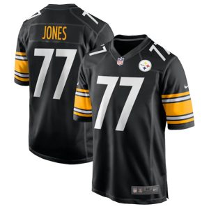 Men Pittsburgh Steelers #77 Broderick Jones Black Stitched Game Jersey