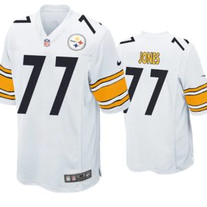 Men Pittsburgh Steelers #77 Broderick Jones White Stitched Game Jersey