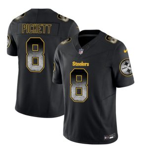 Men Pittsburgh Steelers #8 Kenny Pickett Black 2023 F.U.S.E. Smoke Vapor Untouchable Limited Football Stitched Jersey