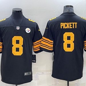 Men Pittsburgh Steelers #8 Kenny Pickett Black Color Rush Stitched Jersey