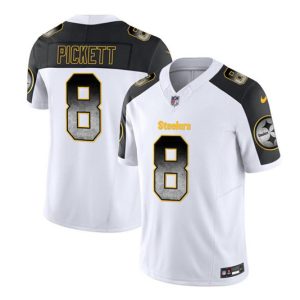 Men Pittsburgh Steelers #8 Kenny Pickett White/Black 2023 F.U.S.E. Smoke Vapor Untouchable Limited Football Stitched Jersey