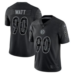 Men Pittsburgh Steelers #90 T.J. Watt Reflective Limited Stitched Jersey