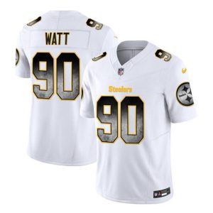 Men Pittsburgh Steelers #90 T.J. Watt White 2023 F.U.S.E. Smoke Vapor Untouchable Limited Football Stitched Jersey