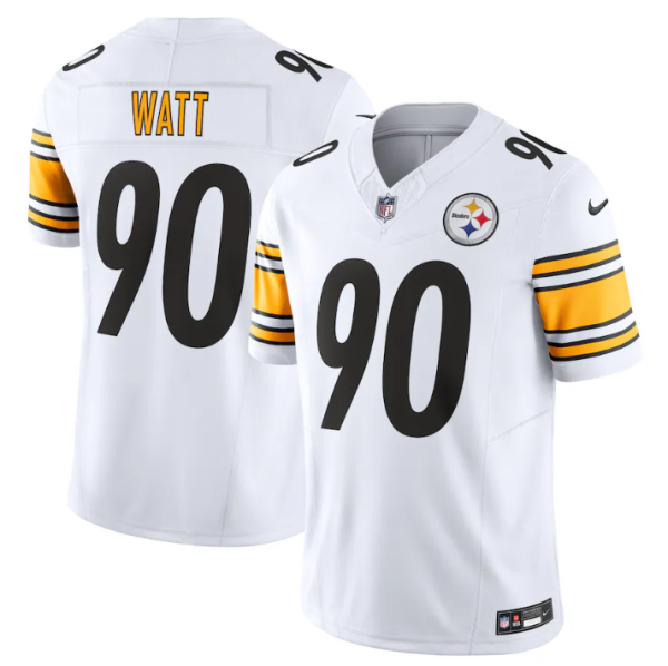 Men Pittsburgh Steelers #90 T.J. Watt White 2023 F.U.S.E. Vapor Untouchable Limited Jersey