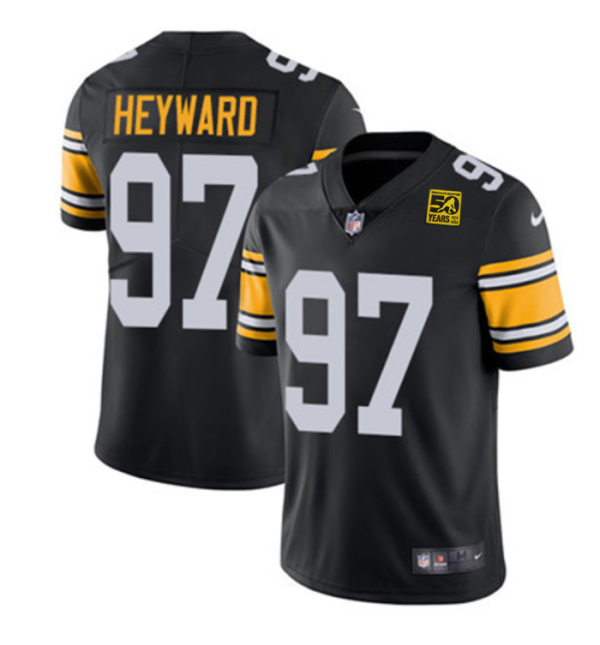 Men Pittsburgh Steelers #97 Cameron Heyward Black 2023 50th Anniversary Vapor Untouchable Limited Jersey